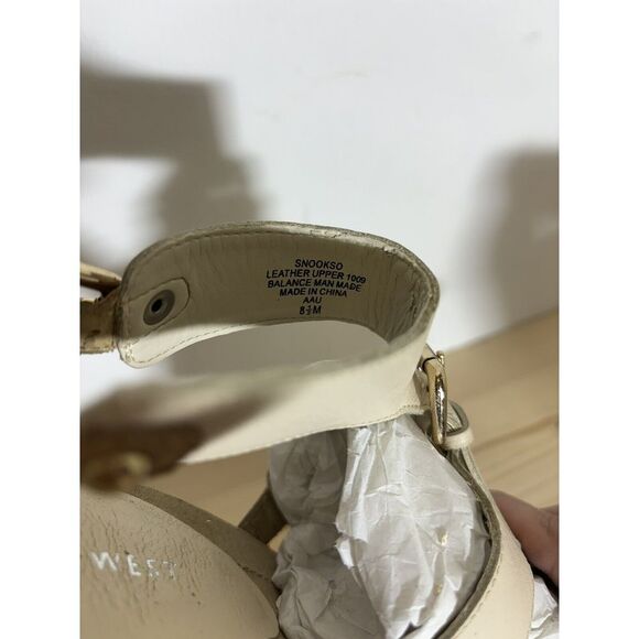 Nine West Women's Stellen Caged High Heel Sandals Buttermilk Leather 8.5 EUC U8 - Picture 3 of 4